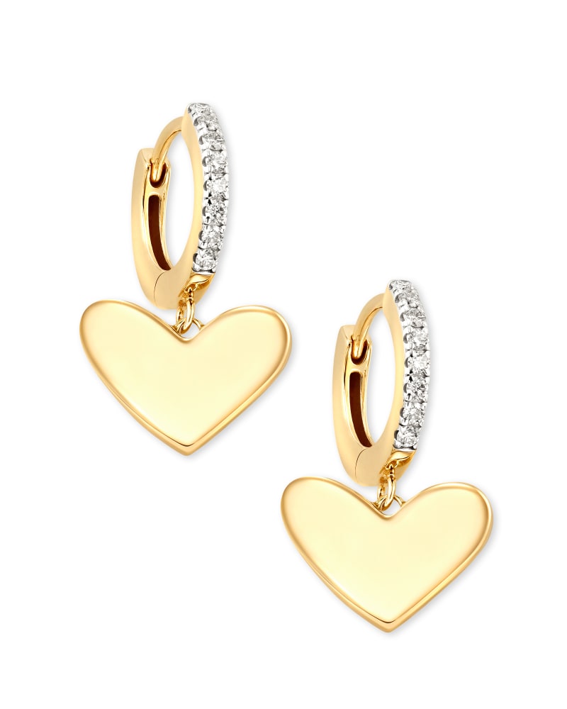 Ari Heart 14k Huggie Earrings in White Diamond image number 0